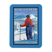 Skier Admiring - Glacier Peak, Washington Magnet (Vertikal)
