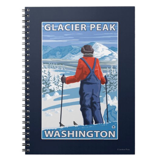 Skier Admiring - Glacier Peak, Washington Notizblock (Vorderseite)
