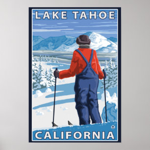 Skier Admiring - Lake Tahoe, Kalifornien Poster
