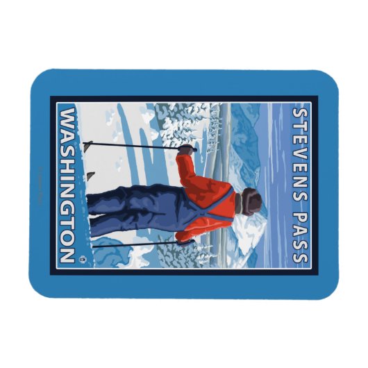 Skier Admiring - Stevens Pass, Washington Magnet (Horizontal)
