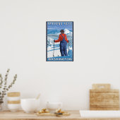Skier Admiring - Stevens Pass, Washington Poster (Küche)