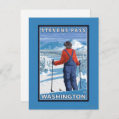 Skier Admiring - Stevens Pass, Washington Postkarte (Vorne/Hinten)