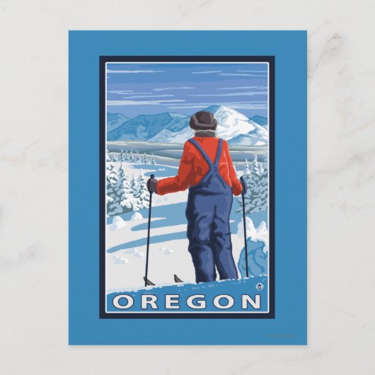 Skier Admiring - Vintage Travel Poster Postkarte (Vorderseite)