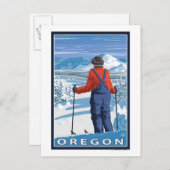 Skier Admiring - Vintage Travel Poster Postkarte (Vorne/Hinten)