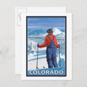 Skier AdmiringColorado Postkarte (Vorne/Hinten)