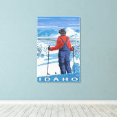 Skier AdmiringIdahoVintage Reiseplakat Leinwanddruck (Insitu (Holzboden))