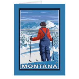 Skier AdmiringMontanaVintage Reiseplakat
