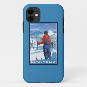 Skier AdmiringMontanaVintage Reiseplakat Case-Mate iPhone Hülle