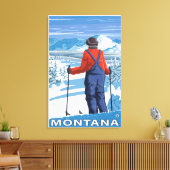Skier AdmiringMontanaVintage Reiseplakat Leinwanddruck (Insitu (Wohnzimmer))