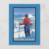 Skier AdmiringMontanaVintage Reiseplakat Postkarte (Vorderseite)