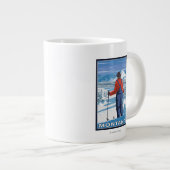 Skier AdmiringMontanaVintage Reiseplan Jumbo-Tasse (Vorderseite Rechts)