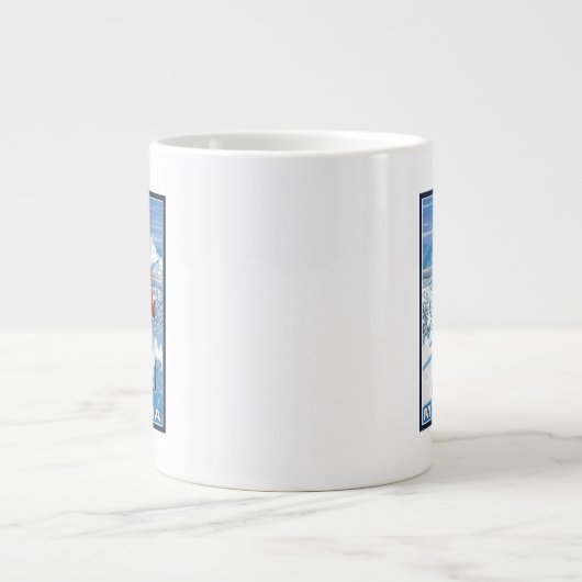 Skier AdmiringMontanaVintage Reiseplan Jumbo-Tasse (Vorderseite)