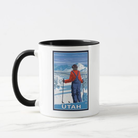 Skier AdmiringUtah Tasse (Links)