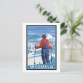 Skier AdmiringWyoming Postkarte (Stehend Vorderseite)