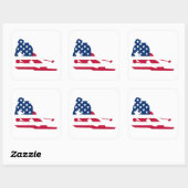 Skier American Flag Quadratischer Aufkleber (Blatt)