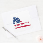 Skier American Flag Quadratischer Aufkleber (Umschlag)