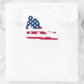 Skier American Flag Quadratischer Aufkleber (Tasche)