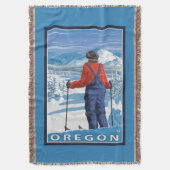 Skier-bewundern Vintages Reise-Plakat Decke (Vorderseite Vertikal)