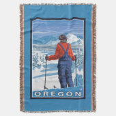 Skier-bewundern Vintages Reise-Plakat Decke (Vorderseite Vertikal)