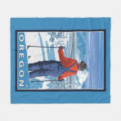 Skier-bewundern Vintages Reise-Plakat Fleecedecke (Vorderseite (Horizontal))