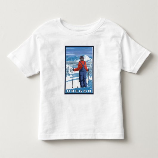 Skier-bewundern Vintages Reise-Plakat Kleinkind T-shirt (Vorderseite)