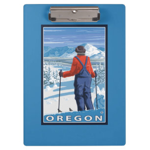 Skier-bewundern Vintages Reise-Plakat Klemmbrett
