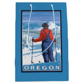 Skier-bewundern Vintages Reise-Plakat Mittlere Geschenktüte (Vorderseite)
