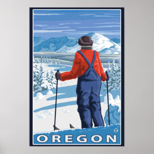 Skier-bewundern Vintages Reise-Plakat Poster