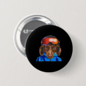 Skier Brown Dackel Snowboarding Pocket Button (Vorne & Hinten)