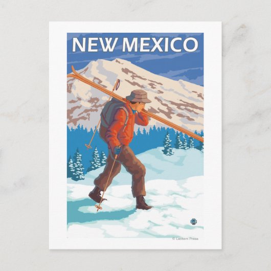 Skier Carry SkisNew Mexico Postkarte (Vorderseite)