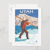 Skier Carry SkisUtah Postkarte (Vorne/Hinten)