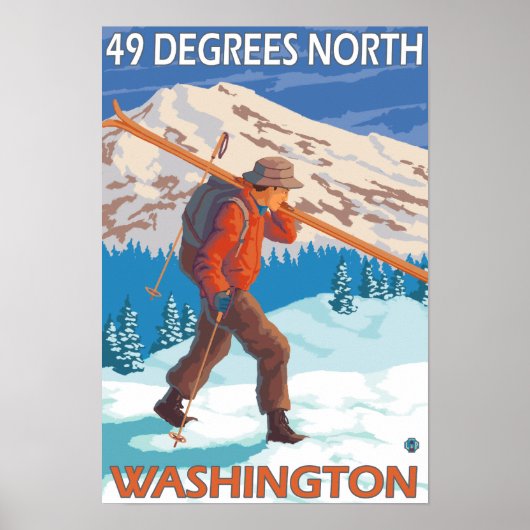 Skier Carry Snow Skis - 49 Grad Nord, Poster (Vorne)