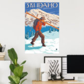 Skier Carry Snow Skis - Idaho Poster (Heimbüro)