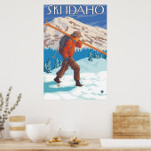 Skier Carry Snow Skis - Idaho Poster (Küche)