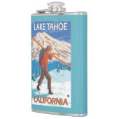 Skier Carry Snow Skis - Lake Tahoe, Californi Flachmann (Links)