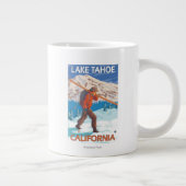 Skier Carry Snow Skis - Lake Tahoe, Californi Jumbo-Tasse (Rechts)
