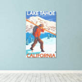 Skier Carry Snow Skis - Lake Tahoe, Californi Leinwanddruck (Insitu (Holzboden))