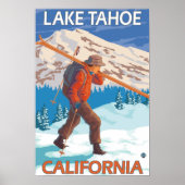 Skier Carry Snow Skis - Lake Tahoe, Californi Poster (Vorne)