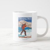 Skier Carry Snow Skis - Stevens Pass, WA Jumbo-Tasse (Rechts)