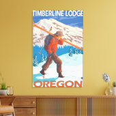 Skier Carry Snow Skis - Timberline Lodge, OR Leinwanddruck (Insitu (Wohnzimmer))
