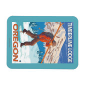 Skier Carry Snow Skis - Timberline Lodge, OR Magnet (Horizontal)