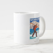 Skier Carry Snow Skis - Washington Jumbo-Tasse (Vorderseite Rechts)