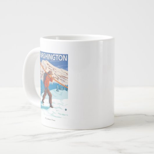 Skier Carry Snow Skis - Washington Jumbo-Tasse (Vorderseite Links)