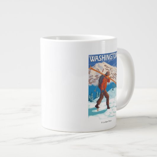 Skier Carry Snow Skis - Washington Jumbo-Tasse (Vorderseite Rechts)