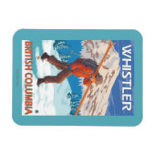 Skier Carry Snow Skis - Whistler, BC Kanada Magnet (Horizontal)