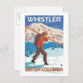 Skier Carry Snow Skis - Whistler, BC Kanada Postkarte (Vorne/Hinten)