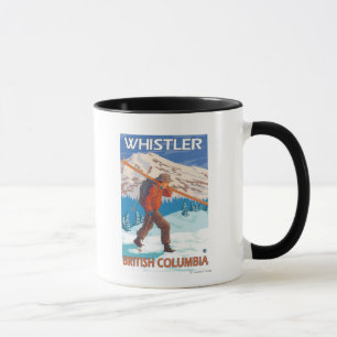 Skier Carry Snow Skis - Whistler, BC Kanada Tasse