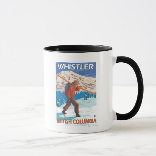 Skier Carry Snow Skis - Whistler, BC Kanada Tasse (Rechts)
