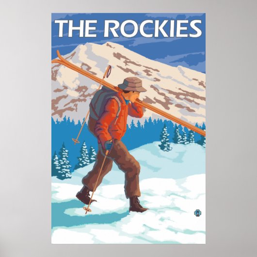 Skier, die Schneeschuhe tragen - Die Rockies Poster (Vorne)