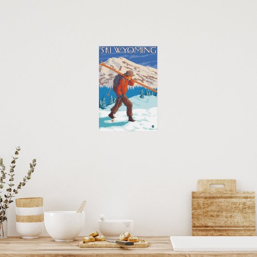 Skier, die Schneeschuhe tragen - Wyoming Poster (Küche)